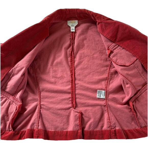 Talbots Coral/Red Corduroy Blazer Size 8 Classic 3-Button Jacket Fall Workwear - Picture 9 of 13
